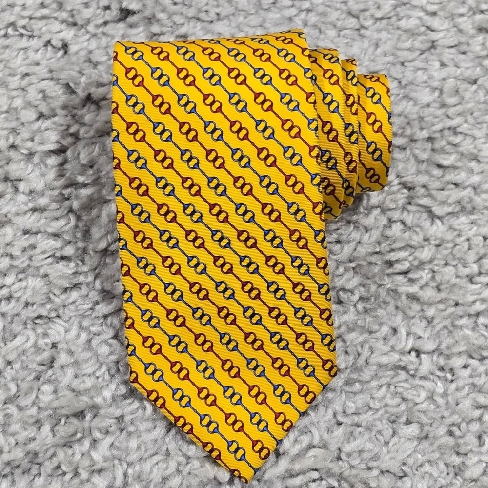 Brooks Brothers Mens Yellow Silk Pattern Tie Classic Preppy‎ Business